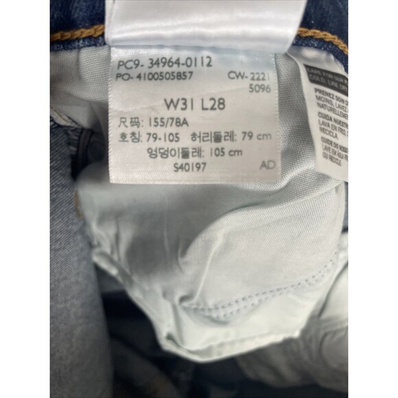 Levis Premium Jeans Wedgie Straight High Rise 31x28 Blue Dark Wash Big E NWT - Picture 7 of 10